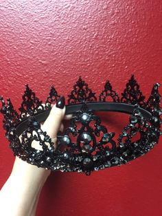 Emily crown in hematite Gothic Noir, Black Tiara, Crown Aesthetic, Goth Wedding, Dark Wedding, Crystal Crown, Gothic Wedding, Princess Crown, Bridal Crown