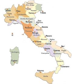 a map of italy with all the towns