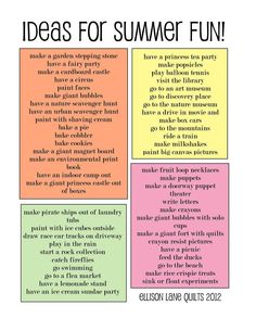 a poster with the words ideas for summer fun in different colors and font options on it