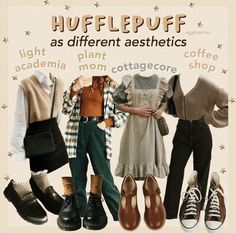 Cozycore Aesthetic Outfits, Ig Games, Hufflepuff Girl, Polyvore Aesthetic, Boho Academia, Hufflepuff Outfit, Hufflepuff Slytherin, Fashion 23, Stile Harry Potter