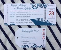 two boarding cards with a cruise ship on the back and one ticket for $ 28 each