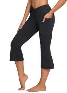 PRICES MAY VARY. 88.6% polyester, 11.4% spandex Sweat-wicking & Stretchy: Breathable fabric wicks miosture away quickly and allows for a full range of motion to enhance your performance while yoga or pilates. Capris Length: The 21" yoga capris are shorter than full-length leggings but provide more coverage than shorts, which can keep you cool during workouts or hot weather. Crossover Waisted: The tummy control waistband prevents slipping down or rolling and proides more coverage. The crisscross Summer Lounge, Womens Capri Pants, Leggings With Pockets, Yoga Capris, Yoga Pants Women, Flare Leggings, Pants Women, Capri Leggings, Hot Weather