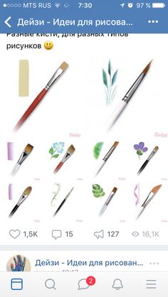 the screenshot shows different types of paintbrushes and their names in russian language