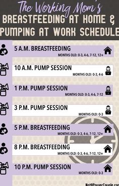 a poster for the breastfeeding mom's pumping at work schedule is shown