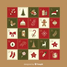 christmas stamps with different types of holiday decorations