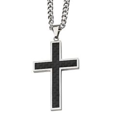 Metal: Stainless steelMaterial: Carbon fiberClosure: Lobster claspDimensions: 24" long curb chainPendant Size: 60x32mm Jewelry photos are enlarged to show detail. Black Stainless Steel Jewelry For Jewelry Making, Personalized Black Cross Pendant Necklace, Cross Tattoo For Men, Jewelry Photos, Fiber Jewelry, Cross Tattoo, Religious Jewelry, Photo Jewelry, Cross Pendant