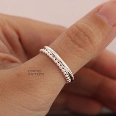 Set of 2 Thumb Ring Stackable Ring Stacking Ring Midi Ring - Etsy Silver Rings For Thumb, Silver Thumb Ring, Sterling Silver Thumb Rings, Simple Band, Midi Ring, Mom Jewelry