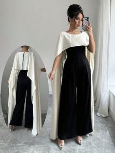 Women's Color Block Loose Jumpsuit Black Elegant  Long Sleeve Knitted Fabric Colorblock,Plain Wide Leg Medium Stretch  Women Clothing, size features are:Bust: ,Length: ,Sleeve Length: Loose Jumpsuit, Inspiration Mode, Long Sleeve Casual, Woman Colour, Long Sleeve Knit, Active Wear For Women, All Fashion, Jumpsuits For Women, Women Clothes Sale