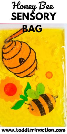 an image of a painting with bees on it and the words honey bee sensory bag