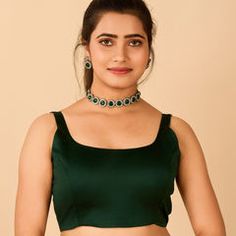 Green color Blouse in Satin Silk fabric with Thread work Fitted Green Blouse With Square Neck, Elegant Green Padded Blouse, Elegant Padded Green Blouse, Elegant Green Sleeveless Blouse, Color Blouse, Satin Silk, Thread Work, Casual Blouse, Silk Satin