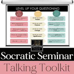 a poster with the words socratic seminar talking tool kit on it and an image of