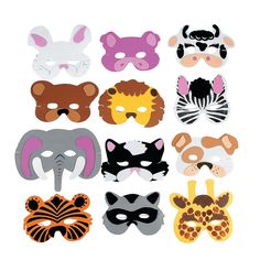 various animal masks are shown on a white background with the words,'masquerades '