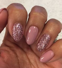 Bluesky A44 and S06N Shellac Nails Glitter, Bluesky Nails, Mauve Nails, Cnd Nails, Pink Gel Nails, Manicure Gel, Pink Gel, Gold Nail