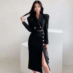 Fabric: BlendedColor: BlackSize: (cm)S Bust 84 Top Length 40 Waist 66 Hip 84 Skirt Length 74M Bust 88 Top Length 41 Waist 70 Hip 88 Skirt Length 75L Bust 92 Top Length 42 Waist 74 Hip 92 Skirt Length 76XL Bust 96 Top Length 43 Waist 78 Hip 96 Skirt Length 77&ltp&gtPlease contact us freely if you have any questions!&lt/p&gt&ltbr/&gt Nightwear Dress, Pencil Skirt Work, Pencil Skirt Casual, Bodycon Pencil Skirt, Coat Skirt, European Women, Blazer And Shorts, Cropped Blazer, Women Crop