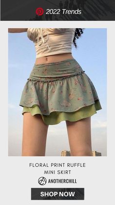 Check our site for more summer outfits😗 Cottagecore Fashion, Ruffle Mini Skirt, Skirts Online, Green Skirt, Boho Shorts, S S, Mini Skirt, Cool Outfits, Summer Outfits