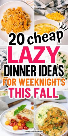 Lazy Fall Dinners (A collage of dinner ideas cold weather comfort foods recipes and quick dinners chicken breast perfect for cheap dinners high protein) Dinner Sandwich Ideas, Lazy Dinner Ideas, Family Casseroles, Easy Dinner Party Recipes, Quick Cheap Dinners, Fall Dinner Ideas, Lazy Dinner, Cheap Meal Plans