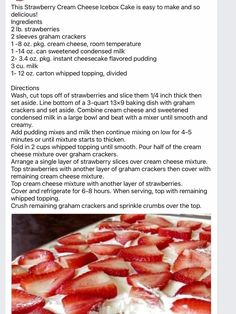 the recipe for strawberry cream cheesecake is shown