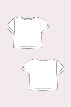 Loose Crop Top, T Shirt Sewing Pattern, Flat Drawings, Sewing Pattern Shop, Flat Sketches, Crop Top Dress, Tees Pattern, Clothes Sewing Patterns, Template Ideas