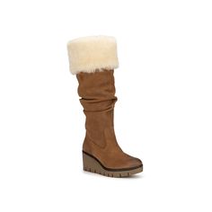 Vintage Foundry-Arabella Boot Keep the cold out donning the Arabella boot from Vintage Foundry Co. Featuring a suede construction with shearling collar and faux fur lining, this ruched boot ensures warmth throughout the day and is grounded by a wedge platform with rubber outsole for brilliant traction. Click here for Boot Measuring Guide. Brown Boots With Faux Fur Trim, Casual Insulated Shearling Boots, Brown Boots With Faux Fur Trim For Cold Weather, Casual Boots With Faux Fur Trim In Shearling, Casual Boots With Faux Fur Trim And Shearling, Casual Shearling Boots With Faux Fur Trim, Casual Boots With Faux Fur Trim, Insulated Shearling Boots For Fall, Suede Boots For Cold Weather In Fall