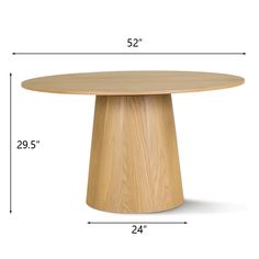 a table with measurements for the top and base, including an oval wooden dining table