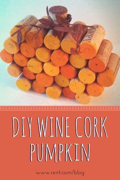 a pile of wine corks with the words diy wine cork pumpkin on top