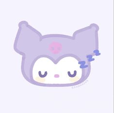 a purple cat with skull eyes on it's head