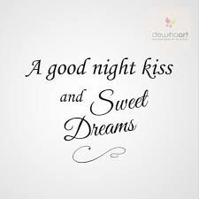 a good night kiss and sweet dreams wall decal in black on a white background