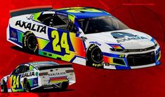 a car painted with the number 24 atlanta on it's side and another car in front