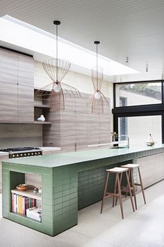 the kitchen is clean and ready to be used as a dining room or office area