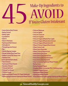 Gluten free Gluten Free Info, Gluten Free Makeup, Gluten Free Beauty Products, Cosmetic Ingredients, Ingredients To Avoid, Cookies Gluten Free, Going Gluten Free, Gluten Free Living, Cosmetics Ingredients