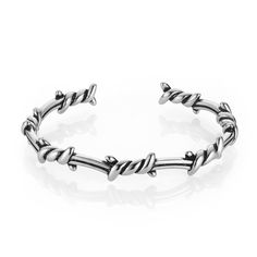 PRICES MAY VARY. Barbed Wire Bracelet: Blending elements of retro, gothic, punk and hip hop style, whether you're a rider, rocker, or simply someone who likes to show off, this thorn bracelet is sure to make you stand out Material: Bracelet is made of high quality stainless steel, durable and hypoallergenic, ensuring comfort and safety for daily wear. Cuff Bracelet: The diameter of the cuff bracelet is about 2.36 inch and the bracelet is open, so it's easy to put on and fits most men's wrists Pe Thorn Bracelet, Barbed Wire Bracelet, Wardrobe Building, Mens Cuff Bracelets, Edgy Accessories, Wire Cuff, Gift Bracelet, Gothic Punk, Barbed Wire