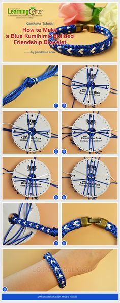 instructions on how to make a blue and white bracelet