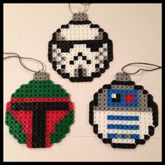 three star wars ornament ornaments made out of perler beads and plastic bead