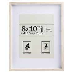 a white frame with the measurements for an 8x10 inch photo