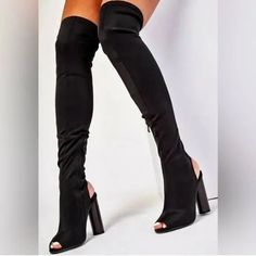 Questions? Leave A Comment Below! Knee-high Boots For Club In Spring, Summer Party Knee-high Boots, Thigh High Heels For Club, Thigh High Club Heels, Thigh High Heels For Winter Party, Thigh-high Heels For Winter Parties, Fitted Open Toe Boots For Club, Fitted Thigh High Club Heels, Winter Party Thigh-high Heels