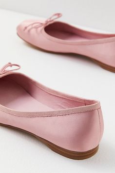 Get that sweet, studio-inspired style with these dainty ballet flats, featured in a satin finish for a luxe touch. **Features:** Flat style, round toe, satin uppers, grosgrain topline, bow detail, lined footbed **Why We | Aurora Flats by Jeffrey Campbell at Free People in Pink, Size: US 8 Feminine Evening Ballet Flats With Flat Heel, Feminine Evening Ballet Flats, Spring Ballet Flats With Satin Bow And Closed Toe, Feminine Ballet Flats For Spring, Pink Closed Toe Ballet Flats For Evening, Pink Ballet Flats For Evening Closed Toe, Feminine Spring Ballet Flats With Almond Toe, Chic Pink Ballet Flats For Evening, Feminine Pink Flats For Evening