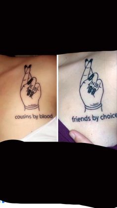 two pictures side by side one with tattoos and the other with words