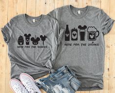 Here for the Snacks and Here for the Drinks Funny Disney | Etsy Wine Pregnancy Announcement, Disney Couples Shirts, Disney Çiftleri, Couples Disney, Disney Family Vacation Shirts, Disney Couple Shirts, Couples Shirts, Matching Disney Shirts, Disney Trip Shirts