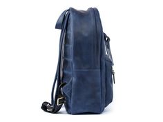 Crazy Horse Leather Backpack City - Navy - olpr. Blue Leather Functional Backpack, Functional Blue Leather Backpack, Blue Leather Travel Backpack, Navy Rectangular Backpack For Daily Use, Classic Blue Backpack For Everyday Use, Everyday Blue Backpack, Leather Backpack For Men, Leather Accessory, Never Leave You