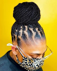 Neat Voluminous Bun for Dreads Loc Bun Styles Black Women, Bun With Locs, Voluminous Bun, Small Dreads, Dyed Dreads, Black Natural Hair Care, Kim Hair, Natural Dreadlocks