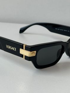 Brand new Versace VE4465 GB1/87 Acetate Unisex Sunglasses. Dark grey lens. Newest season release. Measures 53-18-145. Comes with box, case, cloth, and all papers. Sunglasses Versace, Coconut Rice, Versace Sunglasses, Men's Eyeglasses, Black Sunglasses, Unisex Sunglasses, Grey Lenses, Men Fashion, Jimmy Choo