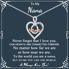 a necklace with the words to my nana on it