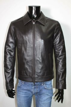 ITALIAN LEATHER  JACKET.  SLIM FIT NOT SO TIGHT  MADE WITH SOFT LAMBSKIN LEATHER   COLOR : DARK BROWN . SIZE : L  - for more details of the measures please check photo #3 , if sleeves are long we can cut for free just contact us . MADE IN ITALY (italianskins)   We've done our best to represent our true colors but due to the differences in screen resolution for computer monitors, colors can vary slightly. MATERIAL  All our skins are tanned in  Solofra Italy, the town of 200 lambskin tanneries. We Slim Fit Brown Outerwear For Work, Brown Slim Fit Outerwear For Work, Formal Fitted Leather Jacket With Zip Fly, Fitted Brown Leather Jacket With Padded Collar, Fitted Leather Jacket With Padded Collar For Business, Fitted Brown Leather Jacket With Lapel Collar, Classic Fitted Biker Jacket With Padded Collar, Men Leather Jacket, Men's Leather Jacket