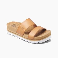 Women's Cushion Vista HI Platform Sandals | REEF® Reef Sandals, Womens Summer Shoes, Womens Slides, Leather Slides, Casual Sandals, Arch Support, Summer Shoes, Slide Sandals, Platform Sandals