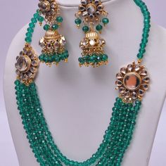 Jhumka With Layered Necklace Set Jewelry Emerald, Fancy Jewellery Designs, Layered Necklace Set, Indian Food Recipes Vegetarian, Fancy Jewellery, Recipes Vegetarian, Layered Necklace, Jewellery Designs, Indian Food