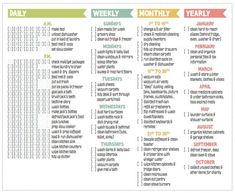 a printable daily planner with the words, weekly and daily tasks in different colors