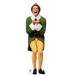 Buddy the Elf Excited Cardboard Cutout - Prime PartyCardboard Cutouts Will Ferrell Elf, Cardboard Standup, Christmas Films, Elf Movie, New Line Cinema, Will Ferrell, Cardboard Cutouts, Buddy The Elf, Cardboard Cutout