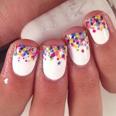 Nail Art Blanc, Birthday Nail Designs, Confetti Nails, Colorful Confetti, Easy Nails