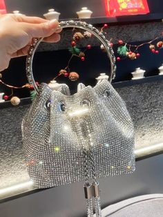 Composition: Metallic, Polyester Designer Style ID: GC43121223 Designer Purses And Handbags, Crystal Handbag, Bucket Purse, Crystal Clutch, Clutch Purse Evening, Designer Shoulder Bags, Purses Designer, Evening Clutch Bag, Evening Clutch