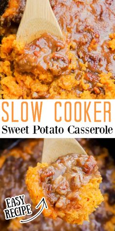 slow cooker sweet potato casserole is the perfect side dish for any meal